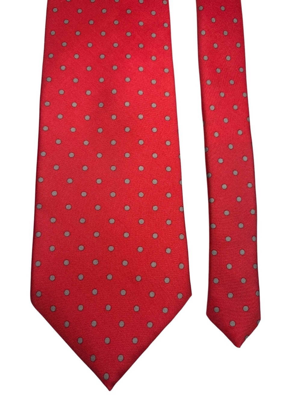 Brooks Brothers Makers Silk Red Gray Polka Dot Made in USA Men's Designer Tie
